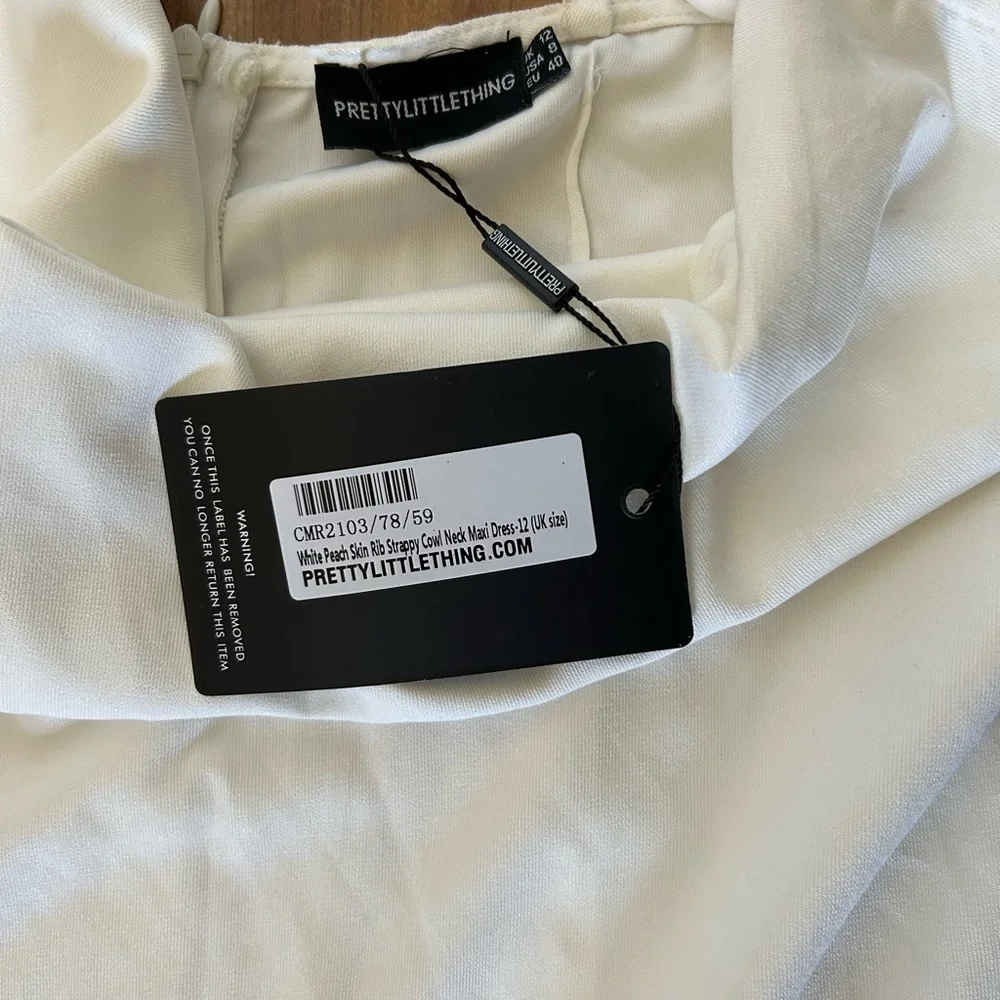 NWT Pretty Little Thing white cowl neck strappy midi dress - Picture 5 of 9
